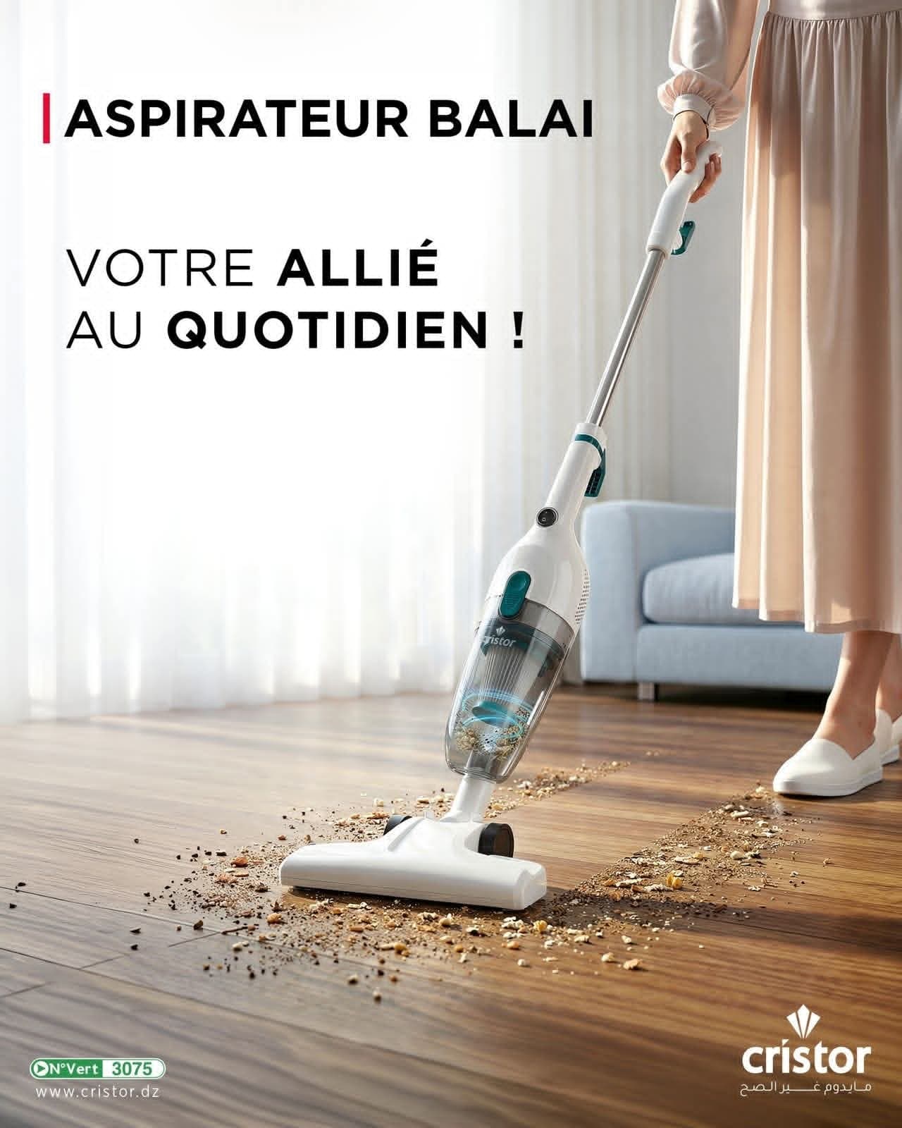 ASPIRATEUR BALAI Cristor Blanc 600W